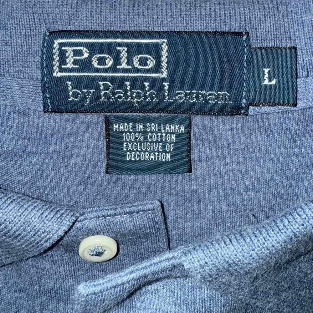 Polo Ralph Lauren Long Sleeve Polo Shirt Men’s Size- Large Blue Cotton Gold Pony
